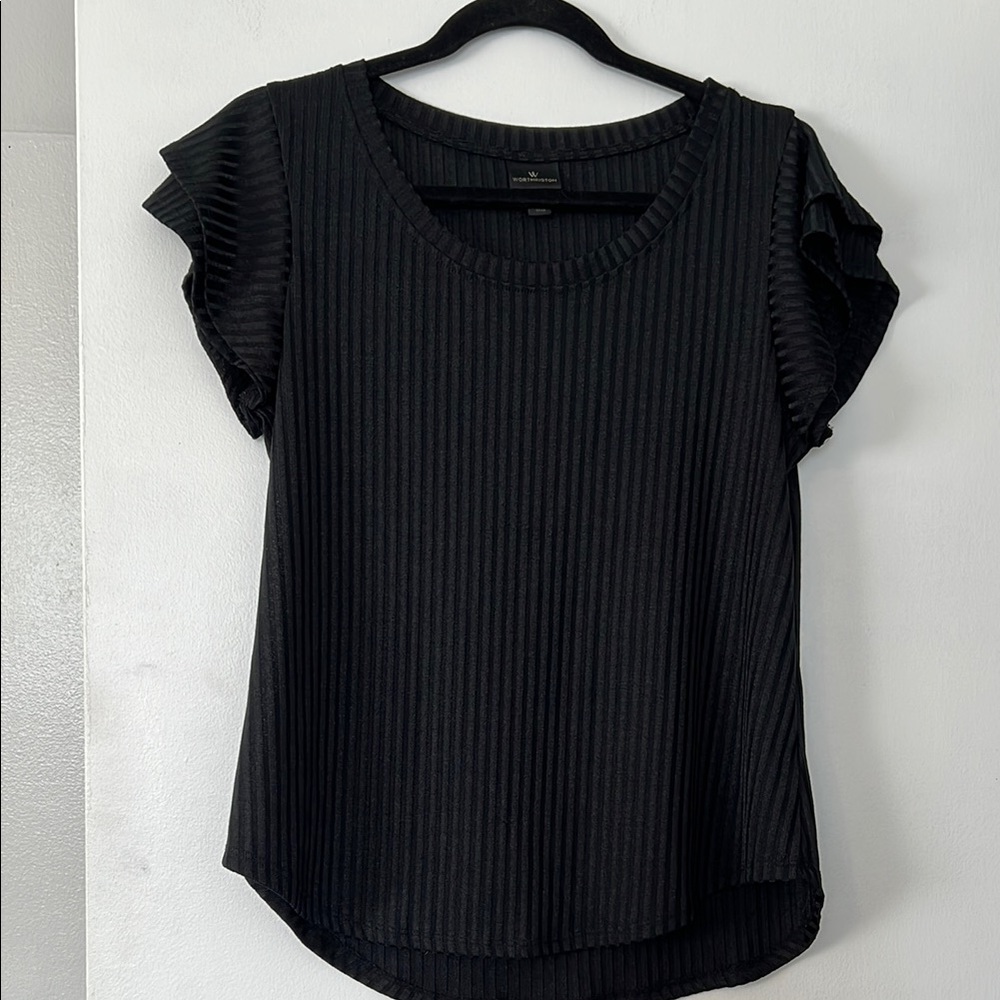 Worthington Black Ribbed Women's Top